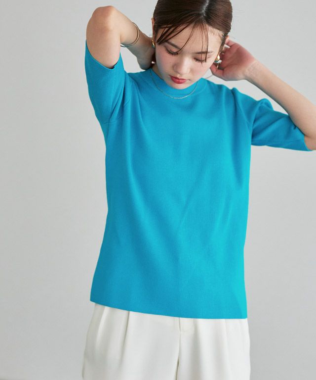 163cm / ブルー / クルーネック / M