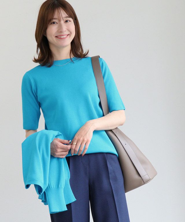 163cm / ブルー / クルーネック / M