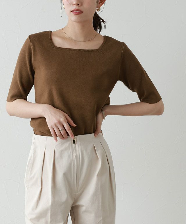 167cm / ブラウン / スクエアネック / M