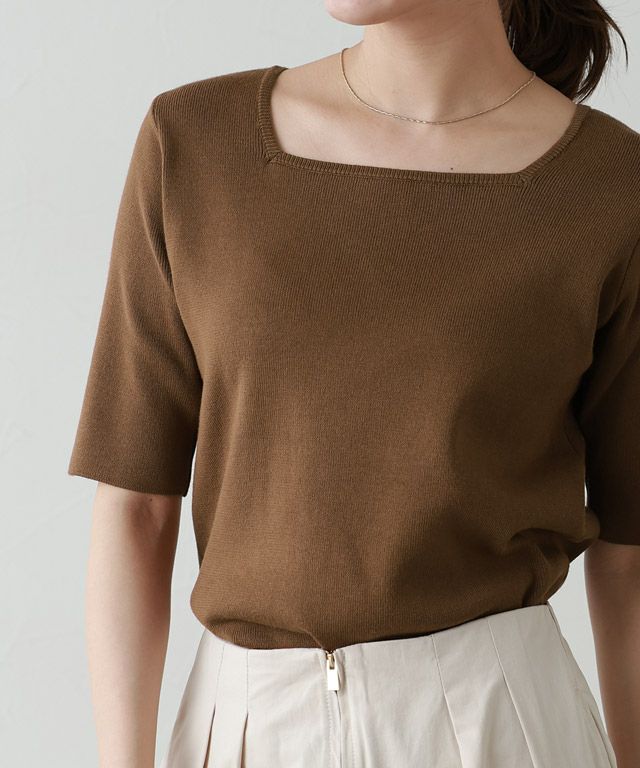 167cm / ブラウン / スクエアネック / M