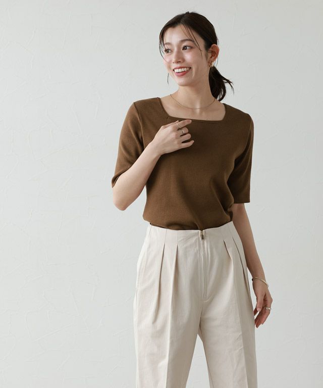 167cm / ブラウン / スクエアネック / M