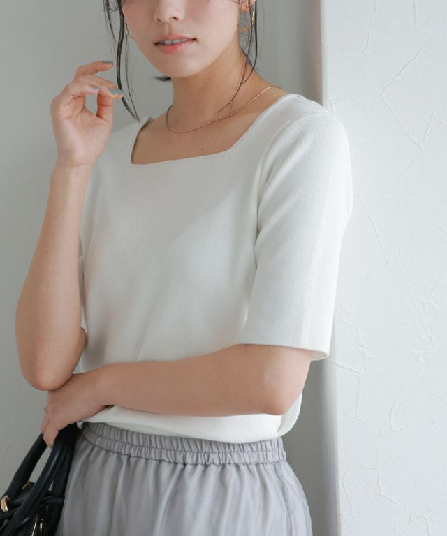 167cm / オフホワイト / スクエアネック / M