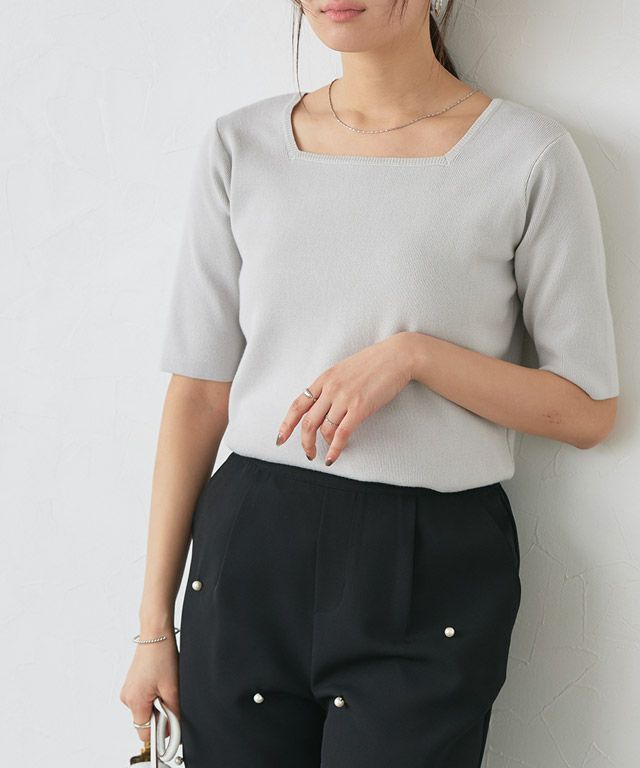 166cm / グレー / スクエアネック / M