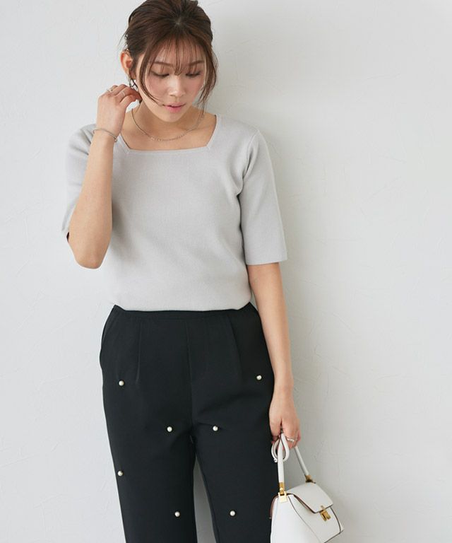 166cm / グレー / スクエアネック / M