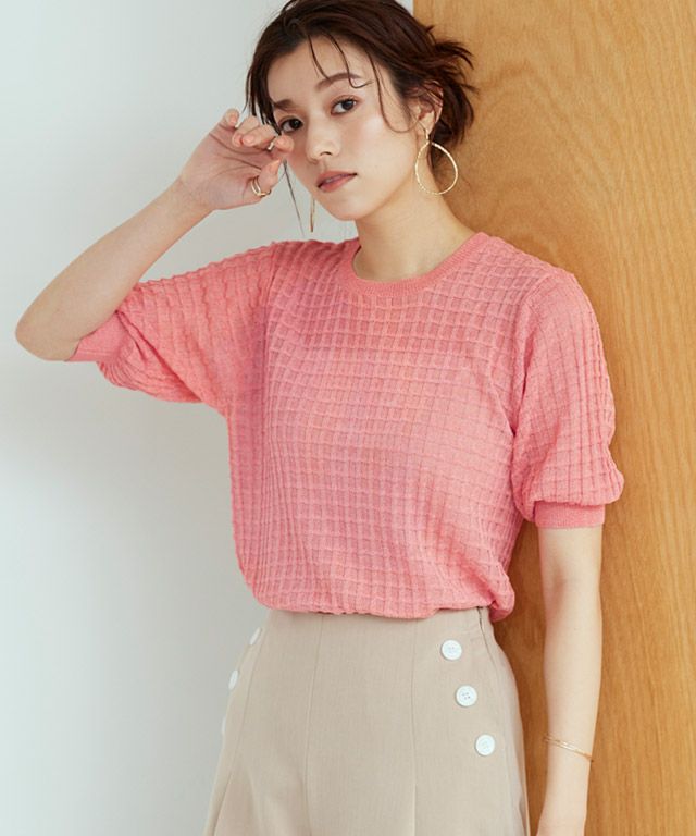 シアーチェックニット