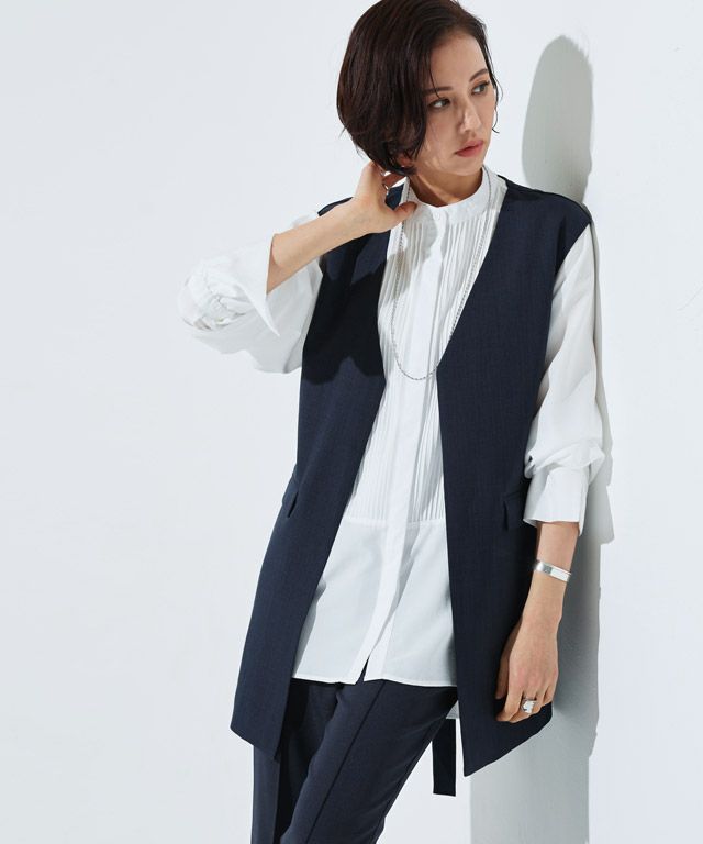 [RASW] リネンライクバックスリットジレ