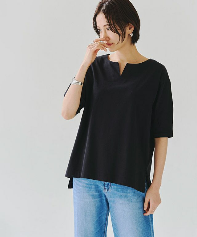 [RASW] バイオシルケットキーネックTシャツ