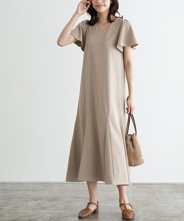 Lulu　Merlette ネイビー フレアスリーブ ワンピース Merlette マーレット 195N09VP Solis Dress Print 4110300029