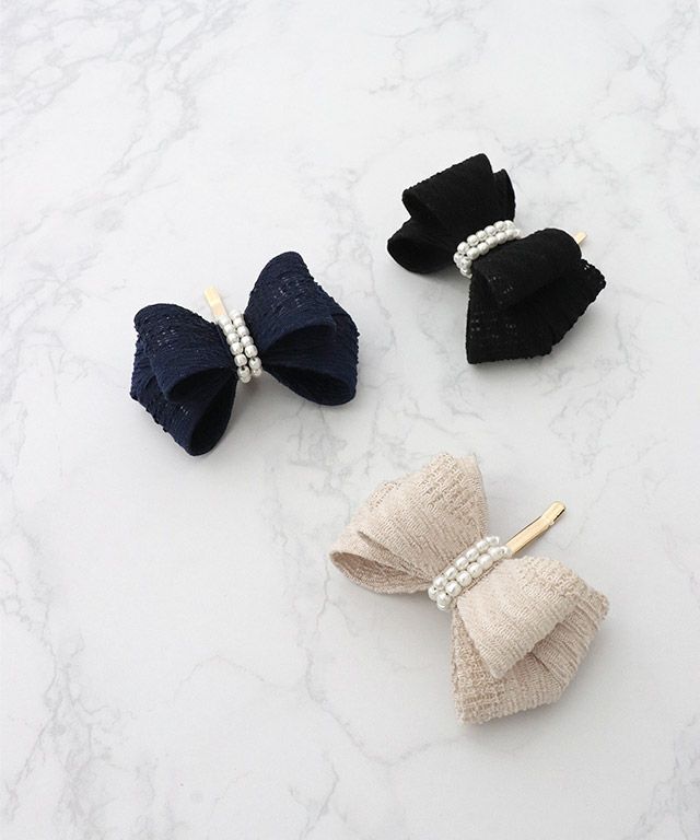 ツイードリボンヘアーカフ