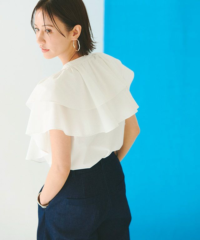 新品　furfur シアーボリュームフリルブラウス SALE／50%OFF】FURFUR シアーボリュームフリルブラウス ファー