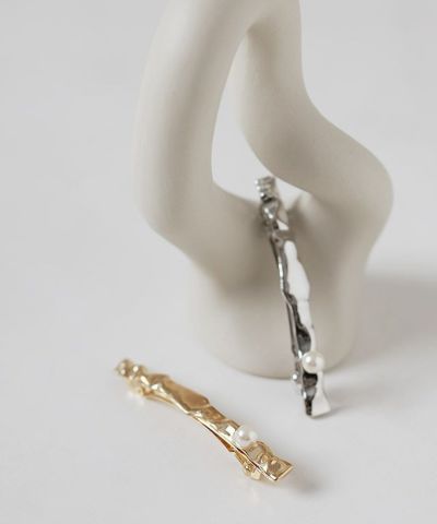 メタルバーパールバレッタ ［Pierrot］【返品・交換不可