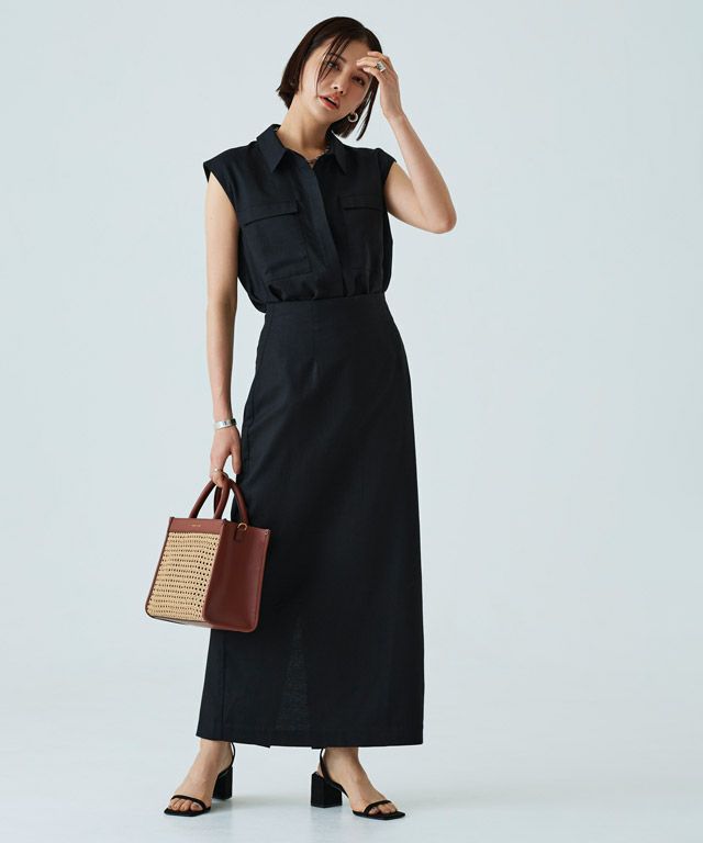 10％OFF】【スピード配送】[RASW]リネンフレンチシャツスカート  