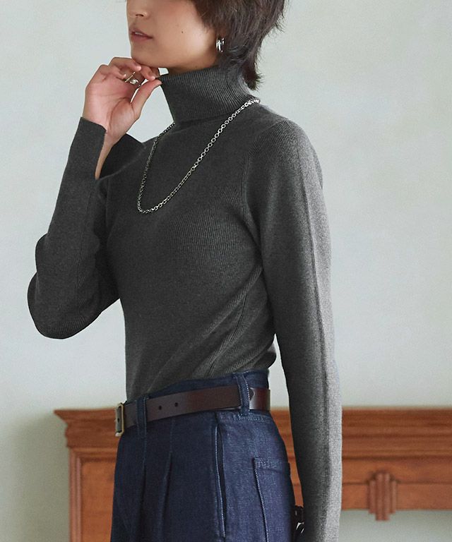 [RASW] 綿シルクタートルネックニット