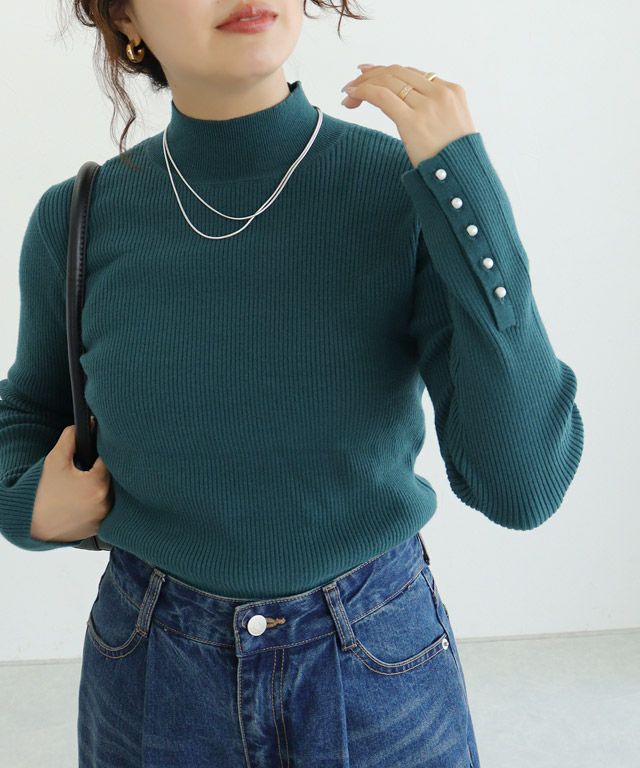 157cm / B / ブルーグリーン / ハイネック / M