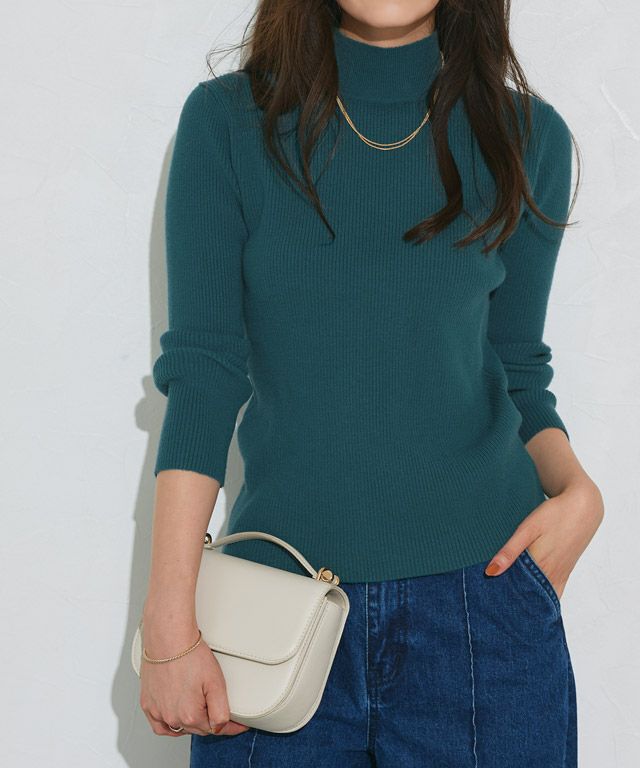 166cm / B / ブルーグリーン / ハイネック / M