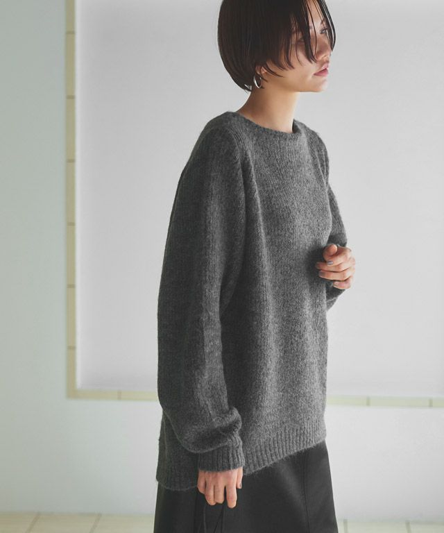 bisque by nest Robe アルパカ混 ラウンドネック ニット 美品 23区（ニジュウサンク） ニット セーター ブラッシュドアルパカ ニット