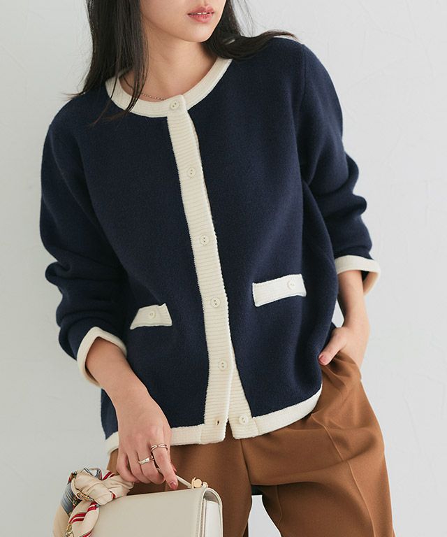 配色ニットジャケット