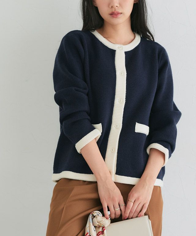 配色ニットジャケット