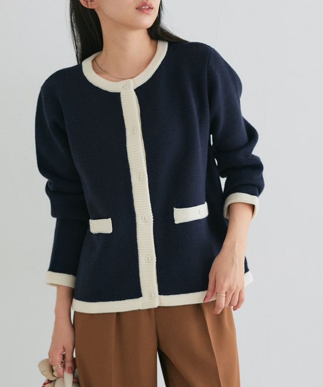 162cm / ネイビー×オフホワイト / M