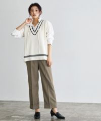 【低身長サイズ有】裾ダブルストレートパンツ