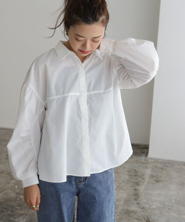 PIERROT まとめ売り アウトレットSALE！】変形ギャザースリーブシャツ【スピード配送