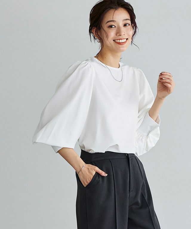 スピード配送】バックボタンボリュームスリーブブラウス 【Pierrot 