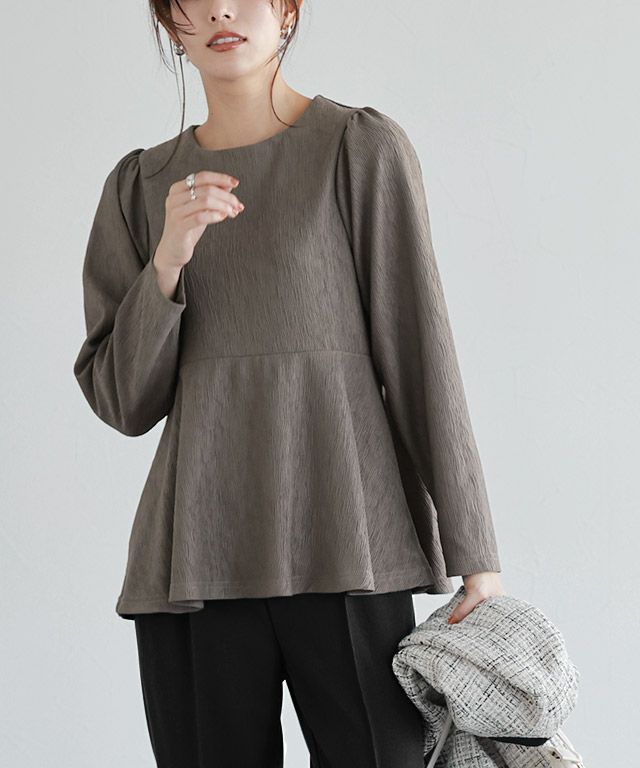 ペプラムデザインカットソー