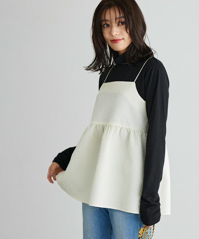 ジャカードペプラムキャミブラウス