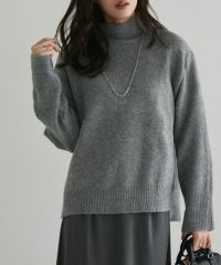 ウールライクハイネックニット