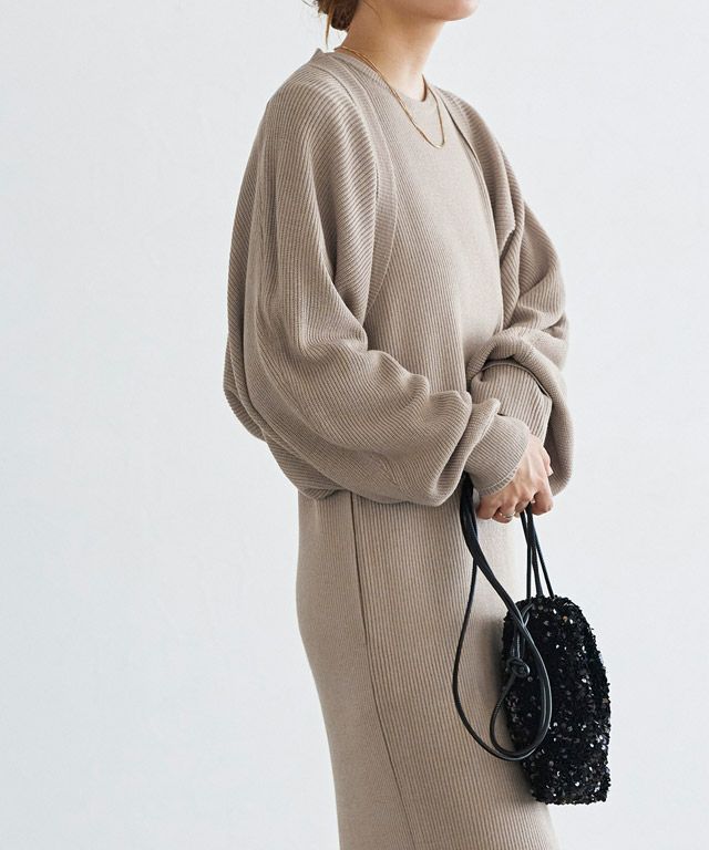 限定お値下げニット✨ワンピース、ボレロ✨イタリー製未使用品 ボレロライクタイトニットワンピース[品番：MKSW0055977