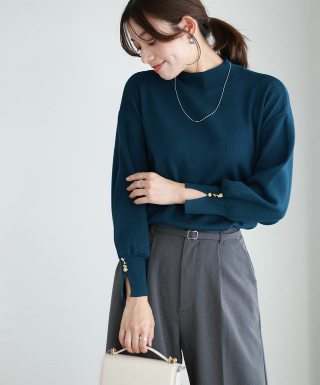 ゴールドボタンボリュームスリーブニット | 【公式】Pierrot（ピエロ