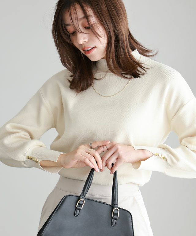 ゴールドボタンボリュームスリーブニット | 【公式】Pierrot（ピエロ