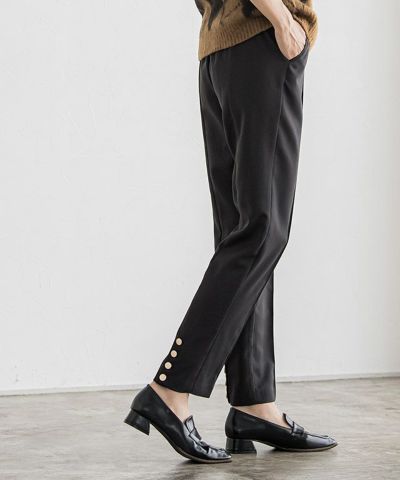 【低身長サイズ有】バックゴールドボタンデザインパンツ