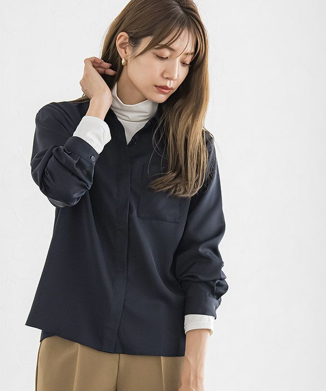 とろみシンプルシャツ