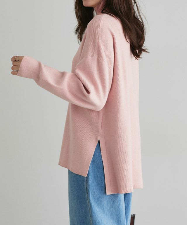 166cm / ブラック×アイボリー / ハイネック / M