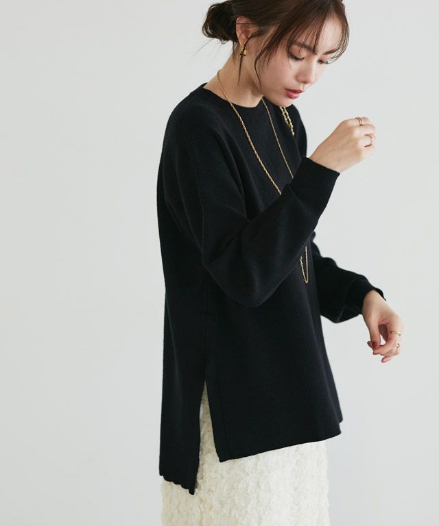 167cm / ブラック / クルーネック / M