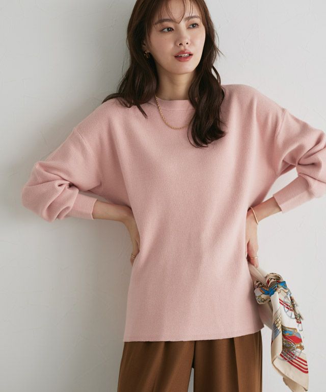 163cm / ブラック×アイボリー / クルーネック / M