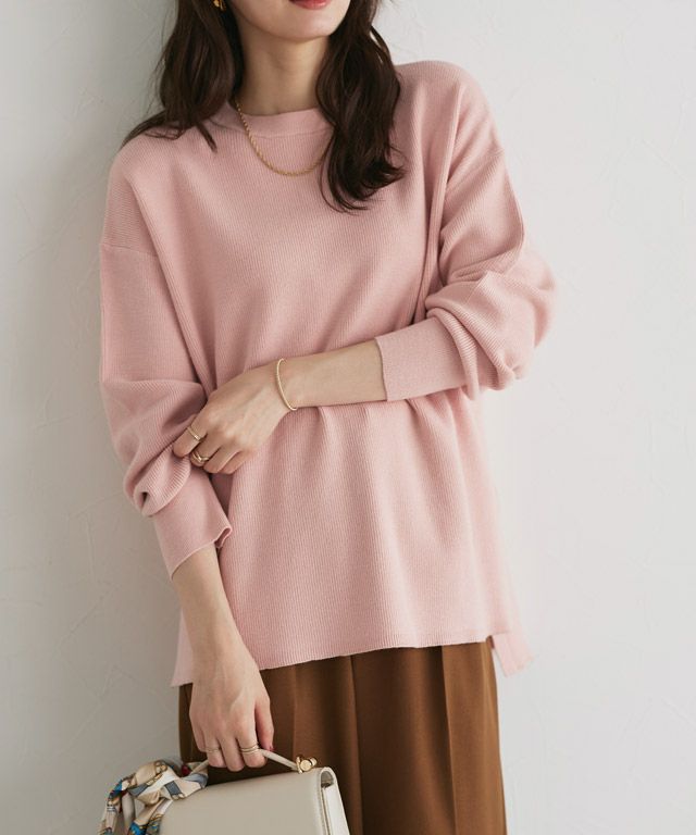 163cm / ブラック×アイボリー / クルーネック / M