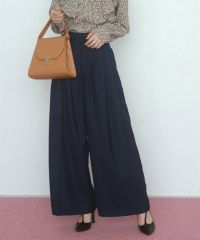 【低身長サイズ有】ハイウエストタックワイドパンツ