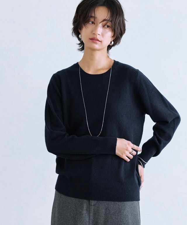 スピード配送】[RASW] カシミヤ100％クルーネックニット◇ 送料無料 