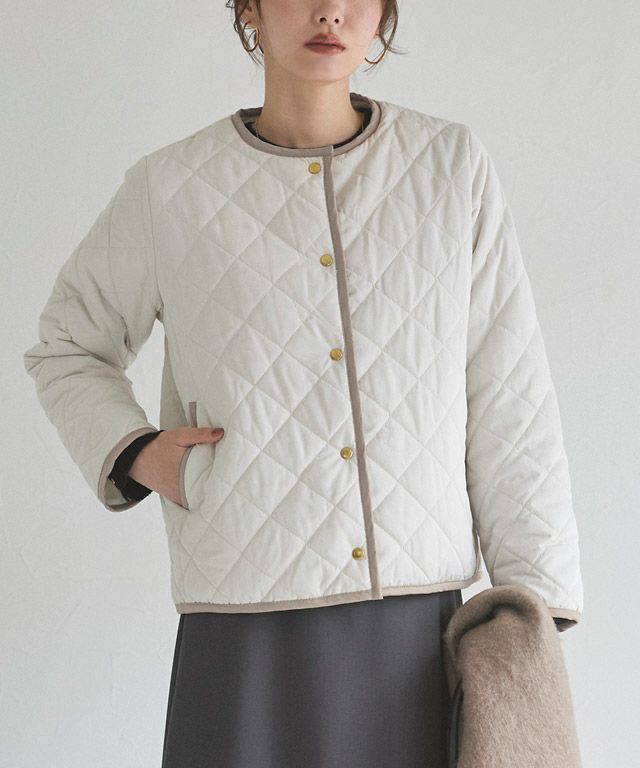 167cm / アイボリー×ベージュ / ショート丈 / M