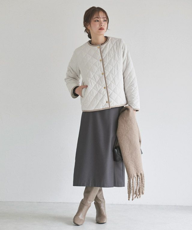 167cm / アイボリー×ベージュ / ショート丈 / M