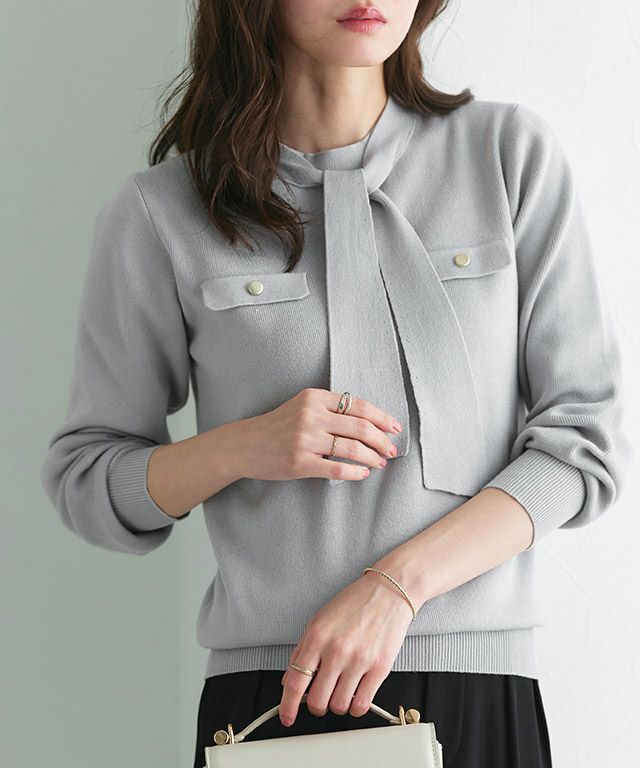 ボウタイポケットニット