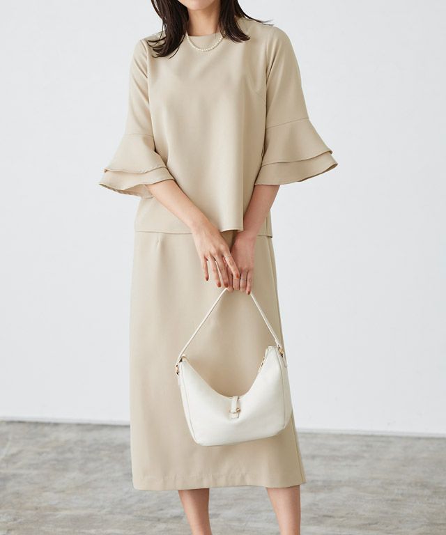 スピード配送】フレアスリーブトップススカートセットアップ◇送料無料  