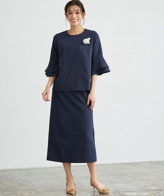 フレアスリーブトップススカートセットアップ【スピード配送】 ◇送料