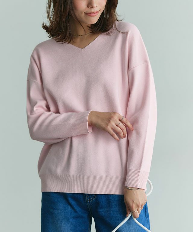 167cm / ライトピンク / Vネック / M