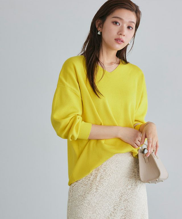 166cm / イエロー / Vネック / M