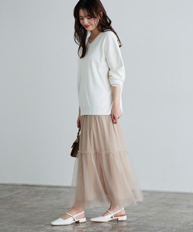 163cm / オフホワイト / Vネック / M