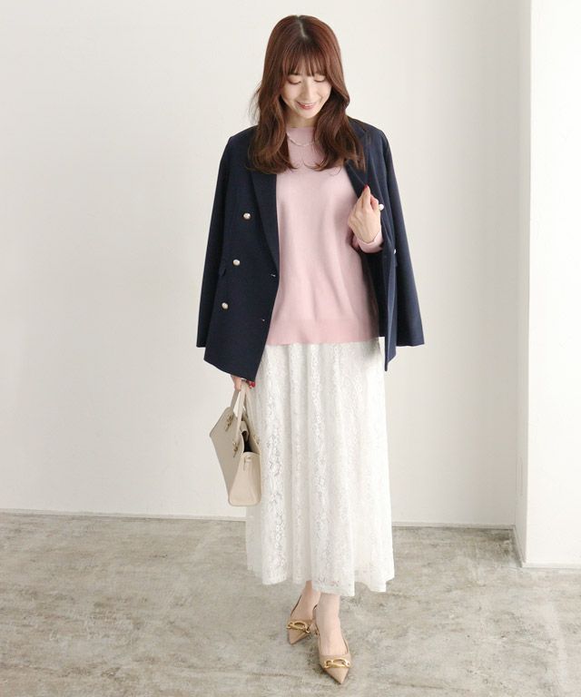 163cm / ライトピンク / ボートネック / M