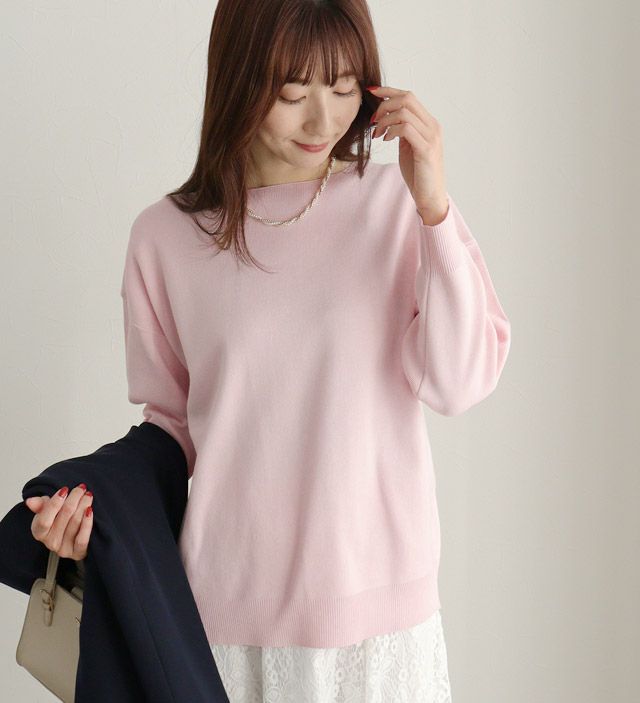 163cm / ライトピンク / ボートネック / M